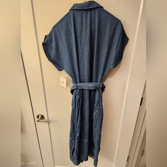 NWT - Ellen Tracy Denim V Neck Button Front Midi Dress w Tie Belt Waist -Size M - Picture 14 of 14